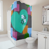 Abstract Heart Floral Art シャワーカーテン (インサイチュ)