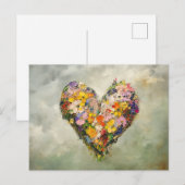 Abstract Heart Flowers Impressionist Postcard ポストカード (正面/裏面)