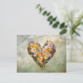 Abstract Heart Flowers Impressionist Postcard ポストカード (スタンド正面)