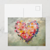 Abstract Heart Flowers Impressionist Postcard ポストカード (正面/裏面)