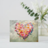 Abstract Heart Flowers Impressionist Postcard ポストカード (スタンド正面)