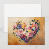 Abstract Heart Flowers Impressionist Postcard ポストカード (正面/裏面)