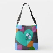 abstract heart, geometric floral, colorful tote  クロスボディバッグ (裏面)