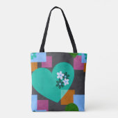 Abstract Heart & Geometric Floral Tote Bag トートバッグ (裏面)