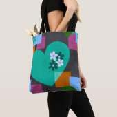 Abstract Heart & Geometric Floral Tote Bag トートバッグ (クローズアップ)