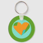 Abstract Heart Green Teal Orange Circle キーホルダー (正面)