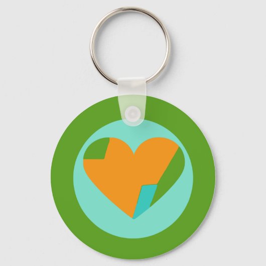 Abstract Heart Green Teal Orange Circle キーホルダー (正面)