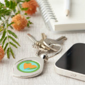 Abstract Heart Green Teal Orange Circle キーホルダー (側面)