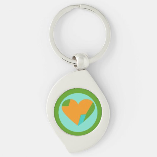 Abstract Heart Green Teal Orange Circle キーホルダー (正面)