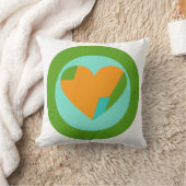 Abstract Heart Green Teal Orange Circle クッション (ブランケット)