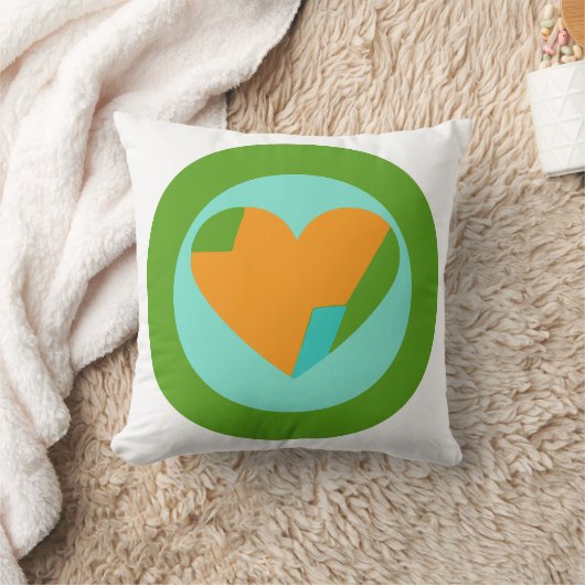 Abstract Heart Green Teal Orange Circle クッション (ブランケット)