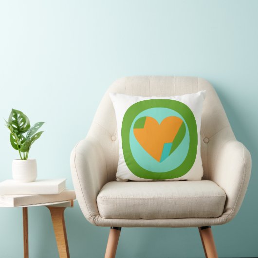 Abstract Heart Green Teal Orange Circle クッション (椅子)