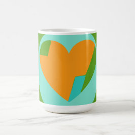 Abstract Heart Green Teal Orange Circle コーヒーマグカップ