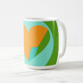 Abstract Heart Green Teal Orange Circle コーヒーマグカップ (正面右)