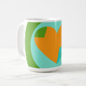Abstract Heart Green Teal Orange Circle コーヒーマグカップ (正面左)