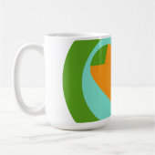 Abstract Heart Green Teal Orange Circle コーヒーマグカップ (左)