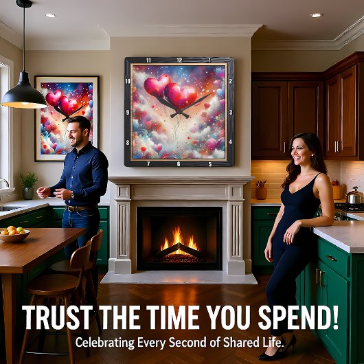 Abstract Heart Nebula Dream スクエア壁時計