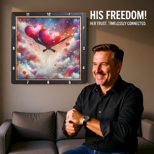 Abstract Heart Nebula Dream スクエア壁時計