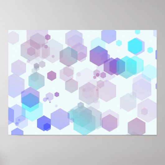Abstract Hexagon Art - Purple and Blue Tones ポスター (正面)