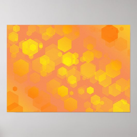 Abstract Hexagon Art - Yellow and Orange Tones ポスター (正面)