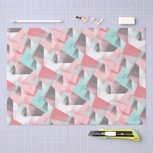 Abstract Hip Modern Geometric Mosaic Art Pattern 薄葉紙 (クラフト)