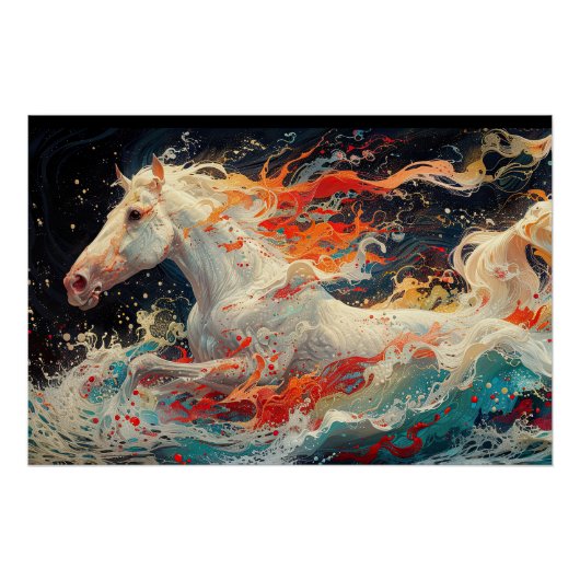 Abstract horse mural on vibrant brick canvas. Gene ポスター (正面)