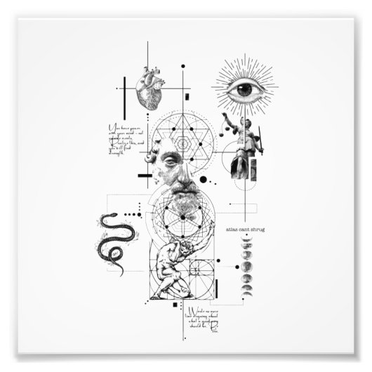 Abstract Human Mind, Eye & Heart Illustration フォトプリント (正面)