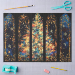 Abstract Illustration of Christmas Tree in Windows 薄葉紙