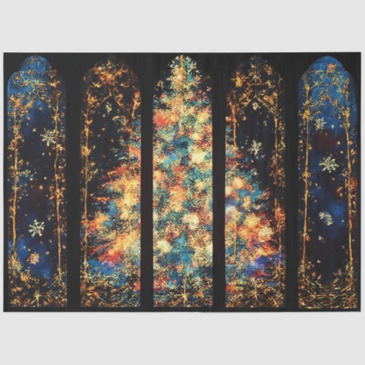 Abstract Illustration of Christmas Tree in Windows 薄葉紙 (正面)