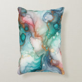 Abstract in Pink, Teal, Blue, and Gold アクセントクッション (正面(垂直))