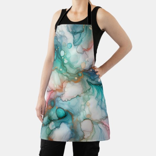 Abstract in Pink, Teal, Blue, and Gold エプロン (インサイチュ)