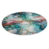 Abstract in Pink, Teal, Blue, and Gold カッティングボード (角)
