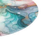 Abstract in Pink, Teal, Blue, and Gold カッティングボード (角)