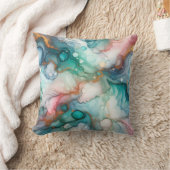 Abstract in Pink, Teal, Blue, and Gold クッション (ブランケット)