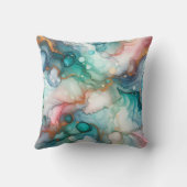 Abstract in Pink, Teal, Blue, and Gold クッション (裏面)