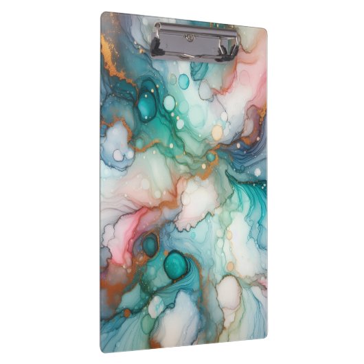 Abstract in Pink, Teal, Blue, and Gold クリップボード (右)