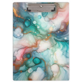 Abstract in Pink, Teal, Blue, and Gold クリップボード (正面)