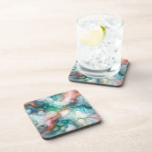 Abstract in Pink, Teal, Blue, and Gold コースター (右側)