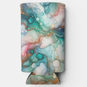 Abstract in Pink, Teal, Blue, and Gold スリム缶クーラー (正面)