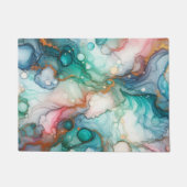 Abstract in Pink, Teal, Blue, and Gold ドアマット (正面)