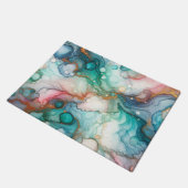 Abstract in Pink, Teal, Blue, and Gold ドアマット (アングル)