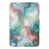 Abstract in Pink, Teal, Blue, and Gold バスマット (正面縦)