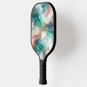 Abstract in Pink, Teal, Blue, and Gold ピックルボールラケット (左)