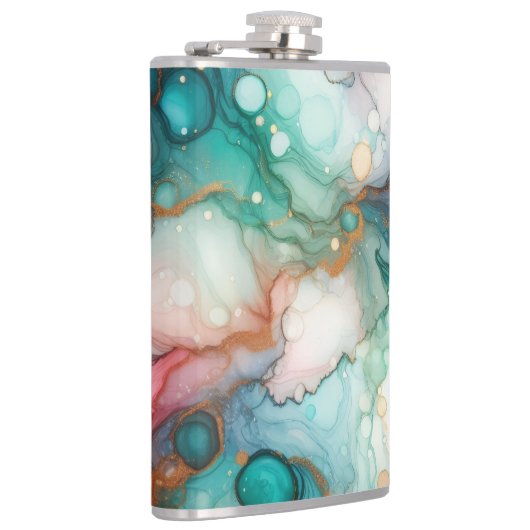 Abstract in Pink, Teal, Blue, and Gold フラスク (右)