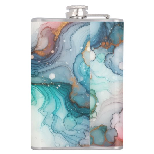 Abstract in Pink, Teal, Blue, and Gold フラスク (裏面)