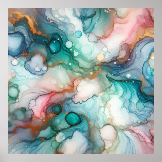 Abstract in Pink, Teal, Blue, and Gold ポスター (正面)