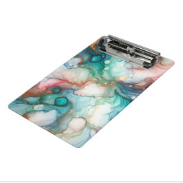 Abstract in Pink, Teal, Blue, and Gold ミニクリップボード