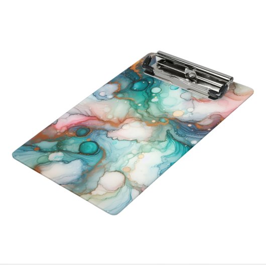 Abstract in Pink, Teal, Blue, and Gold ミニクリップボード (アングル3)