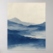 Abstract Indigo Terrain Wall Art ポスター (正面)