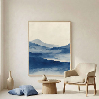 Abstract Indigo Terrain Wall Art ポスター